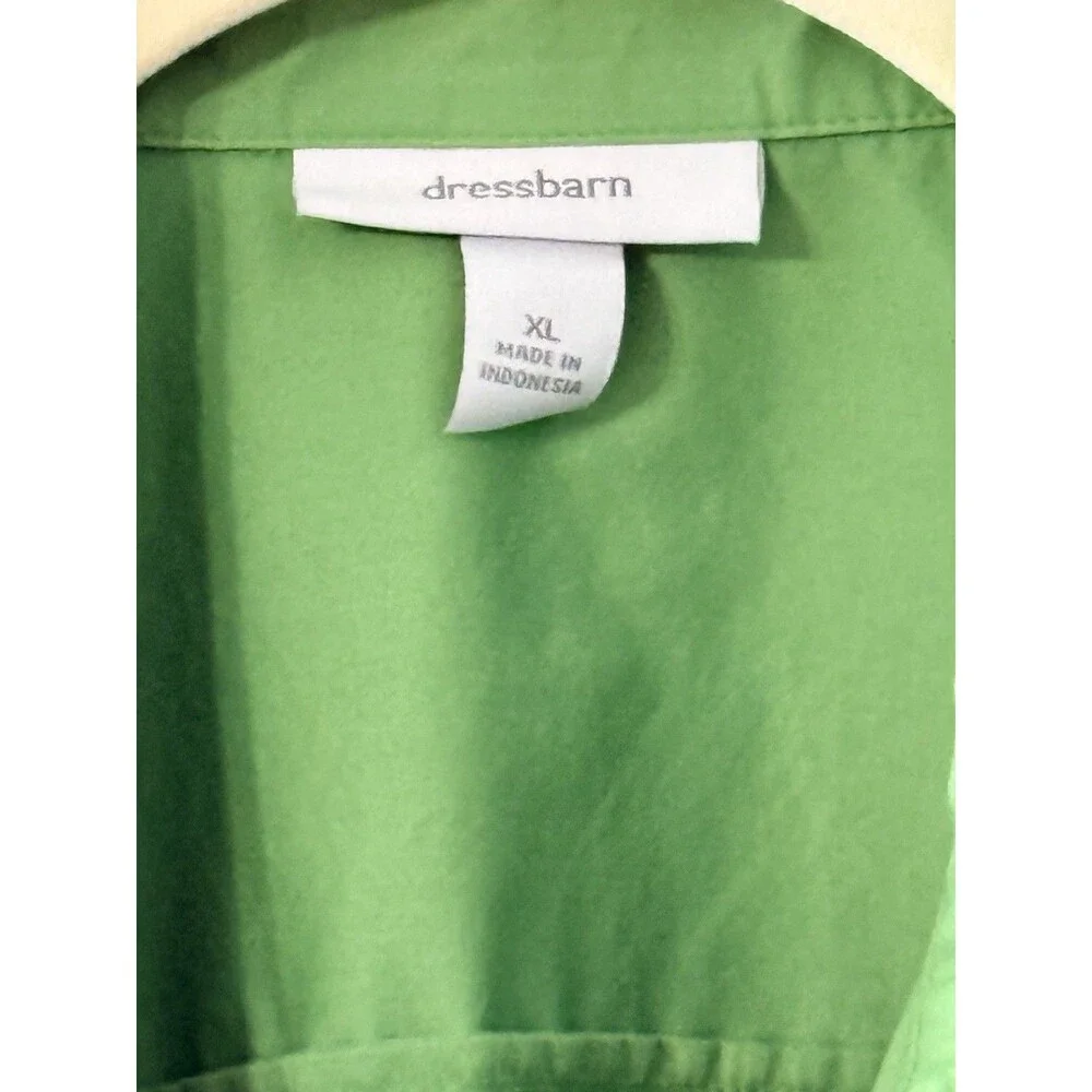 Dressbarn Women’s Blouse | Green | XL | 3/4 Sleeve | Hook n Eye Buttons |